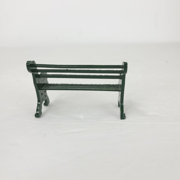 Lemax Metal Green Bench Ornate Work Winter Holiday Village Accessory - Picture 3 of 6